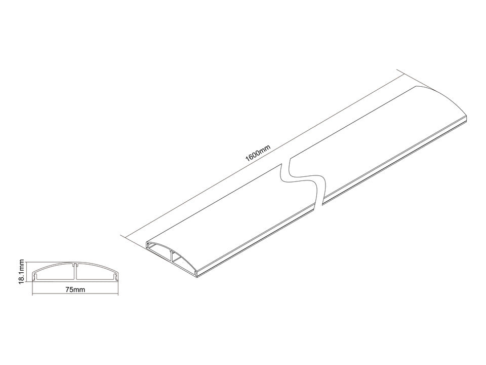 Multibrackets M Universal Cable Cover Super Slim 1600mm - Black | 7350022733893