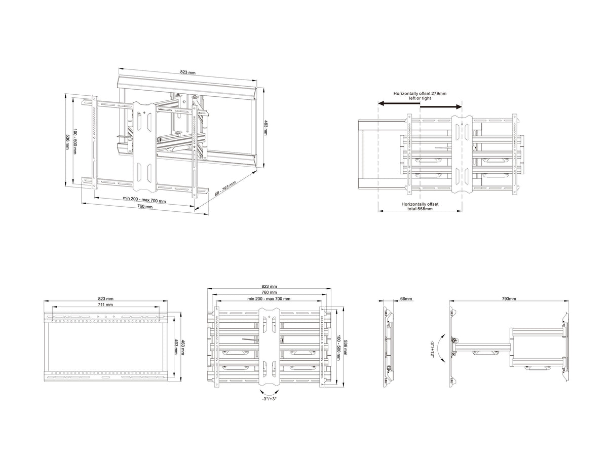 Multibrackets M Universal Flexarm Dual Full Motion Wall Mount for 42"–100" Screens | 7350105212864