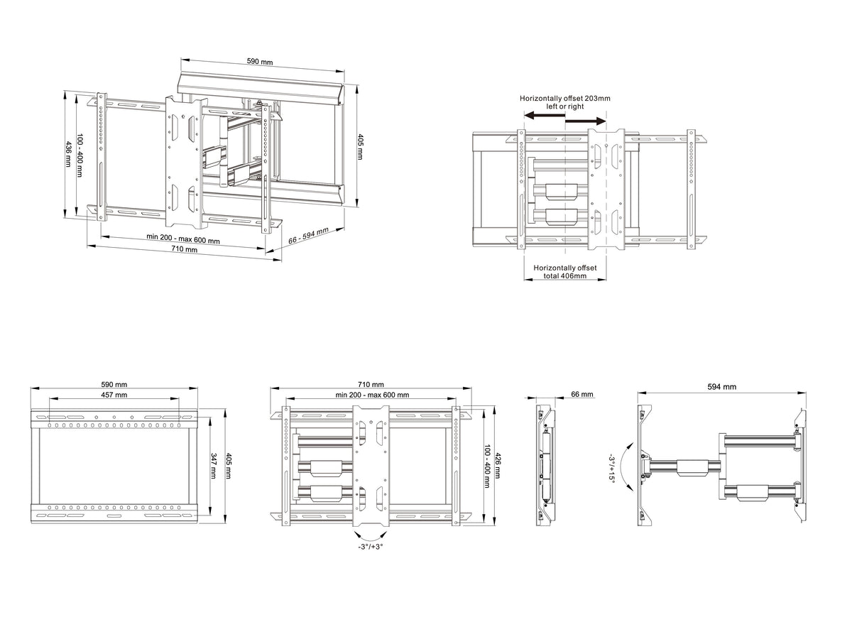 Multibrackets M Universal Flexarm Single Full Motion Wall Mount for 40"–70" Screens | 7350105212857