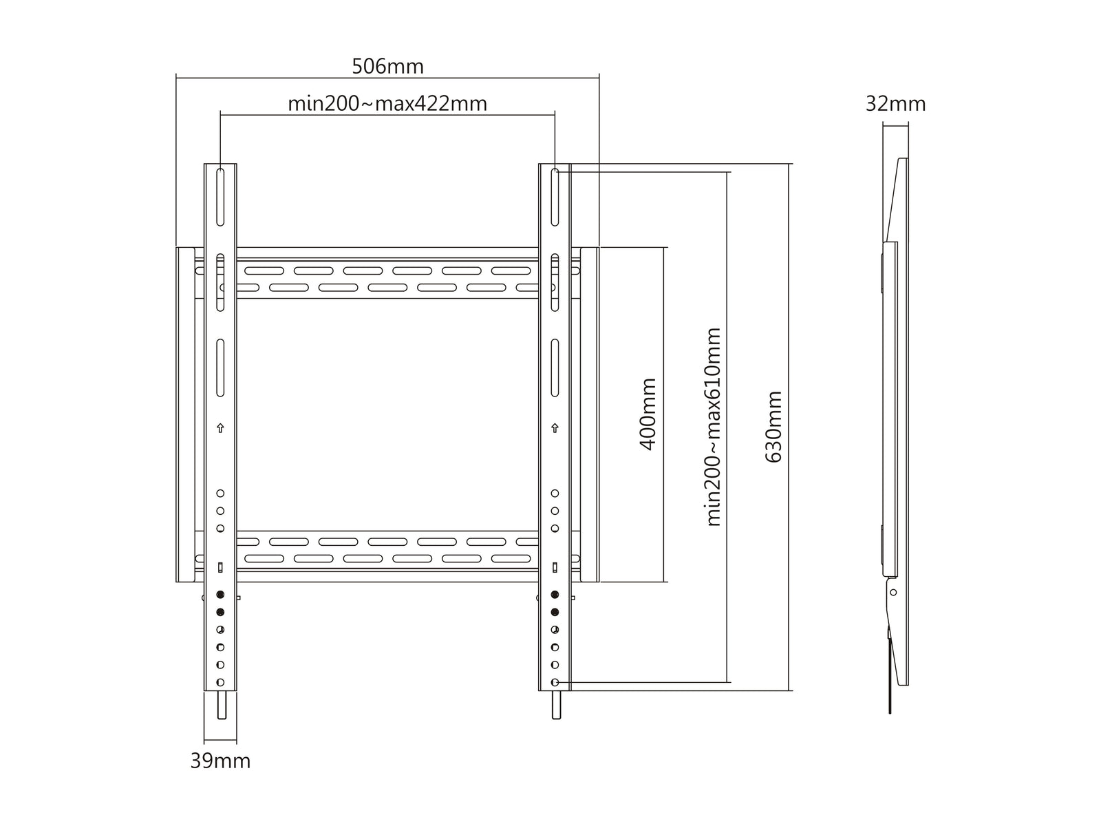 Multibrackets M Universal HD Portrait Wall Mount for 60"–100" Screens | 7350073738830 Wall Mount Bracket Multibrackets