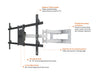 Multibrackets M Universal Long Reach Dual Arm TV Wall Mount - 50" to 86" Screen Wall Mount Bracket Multibrackets