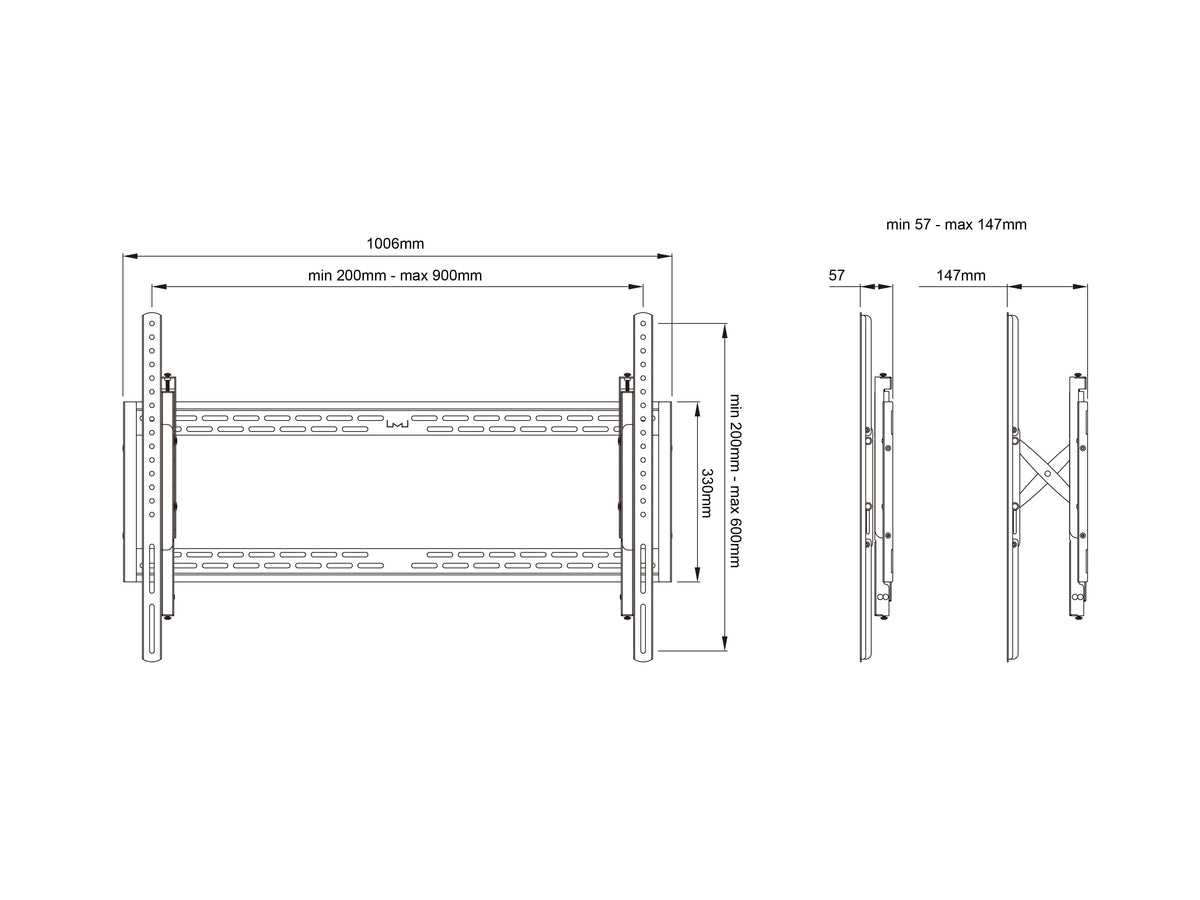 Multibrackets M Universal Push-Out 900 TV Wall Mount VESA 900x600 – Black | 7340234814961 Wall Mount Bracket Multibrackets