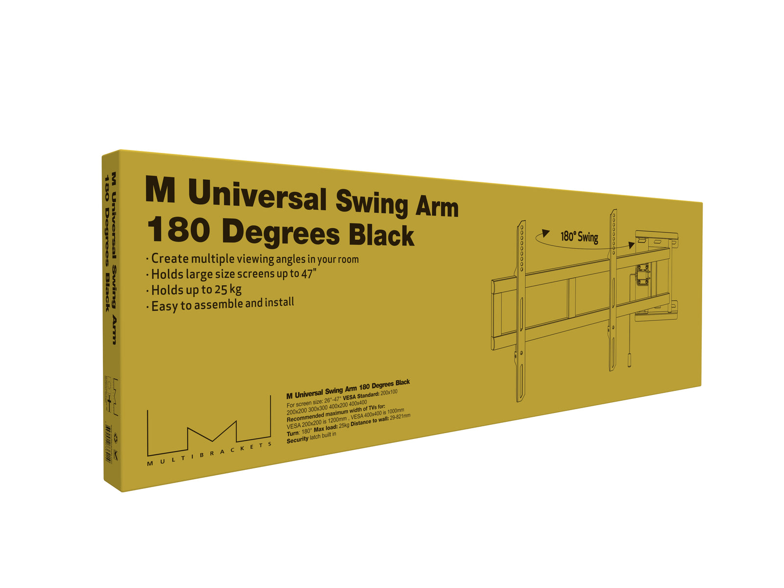 Multibrackets M Universal Swing Arm Full Motion Wall Mount for 26"–47" Screens | 7350022736214 Wall Mount Bracket Multibrackets