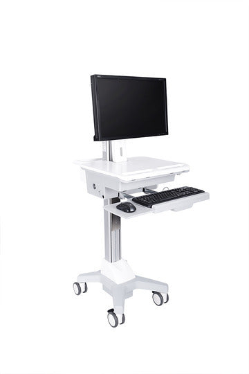 Multibrackets M Universal Workstation Cart DT for Screens up to 27" - Silver & White | 7350073730773 Workstation Cart Multibrackets