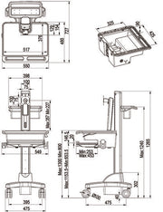 Multibrackets M Universal Workstation Cart DT for Screens up to 27" - Silver & White | 7350073730773 Workstation Cart Multibrackets