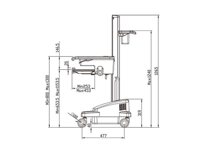 Multibrackets M Universal Workstation Cart with Battery for 9.7"-17.3" Laptops | 7350073730957 Workstation Cart Multibrackets