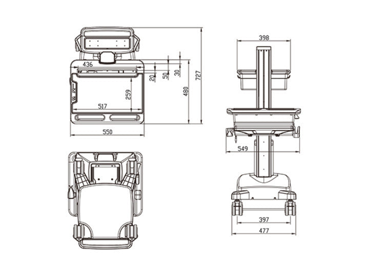 Multibrackets M Universal Workstation Cart with Battery for 9.7"-17.3" Laptops | 7350073730957 Workstation Cart Multibrackets