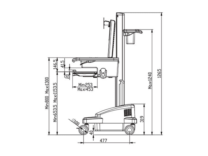 Multibrackets M Universal Workstation Cart with Battery for Screens up to 27" | 7350073730964 Workstation Cart Multibrackets