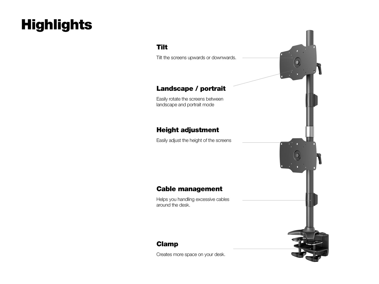 Multibrackets M VESA 6-Screen Vertical Desk Clamp Mount for 24"–34" Monitors | 7350105212741