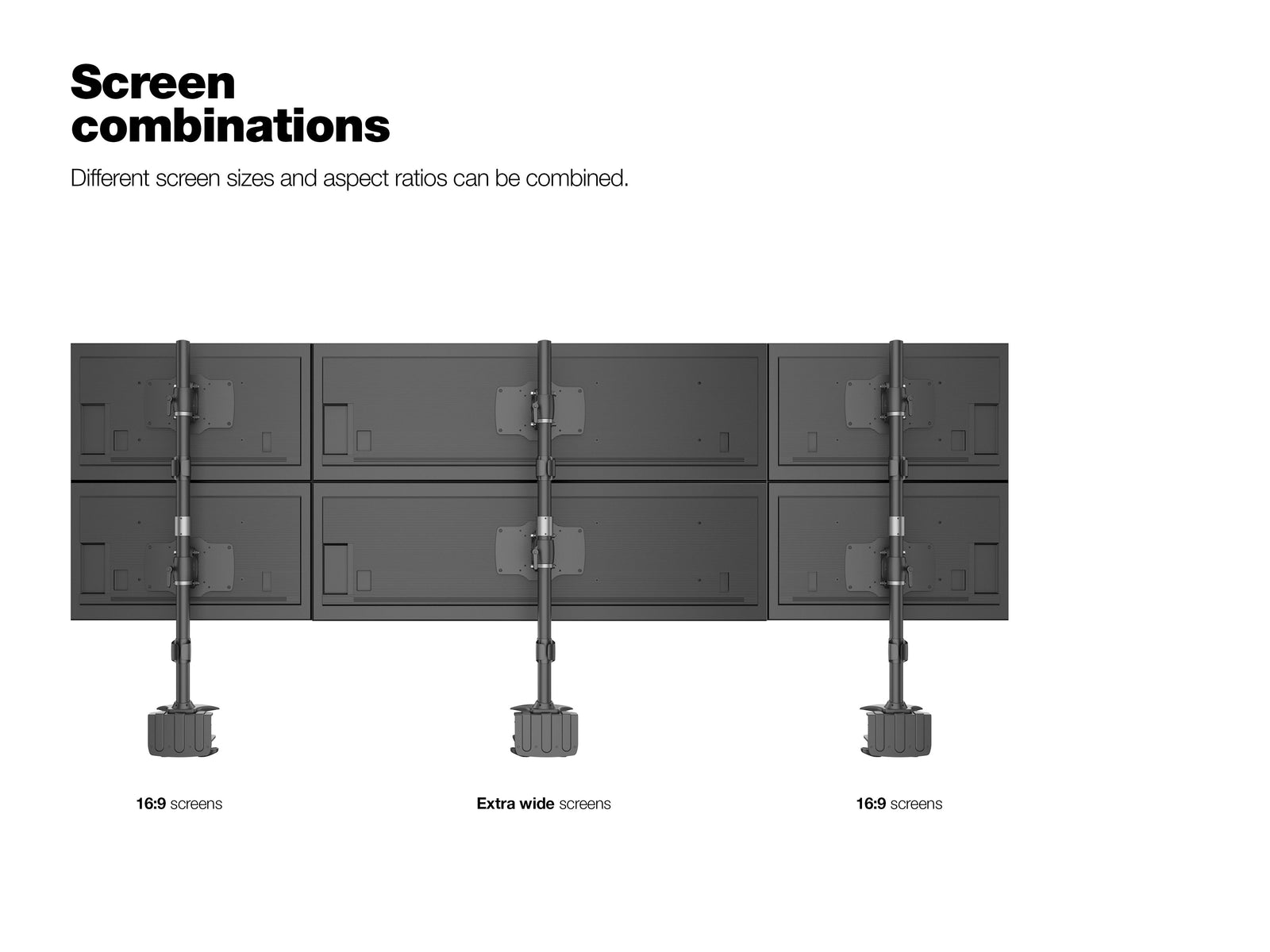 Multibrackets M VESA 6-Screen Vertical Desk Clamp Mount for 24"–34" Monitors | 7350105212741