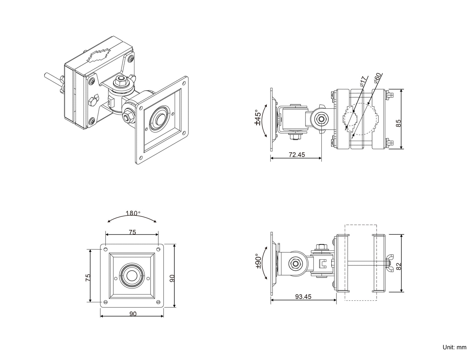 Multibrackets M VESA Adjustable Monitor Pole Mount for 15"–32" Screens | 7350105212659