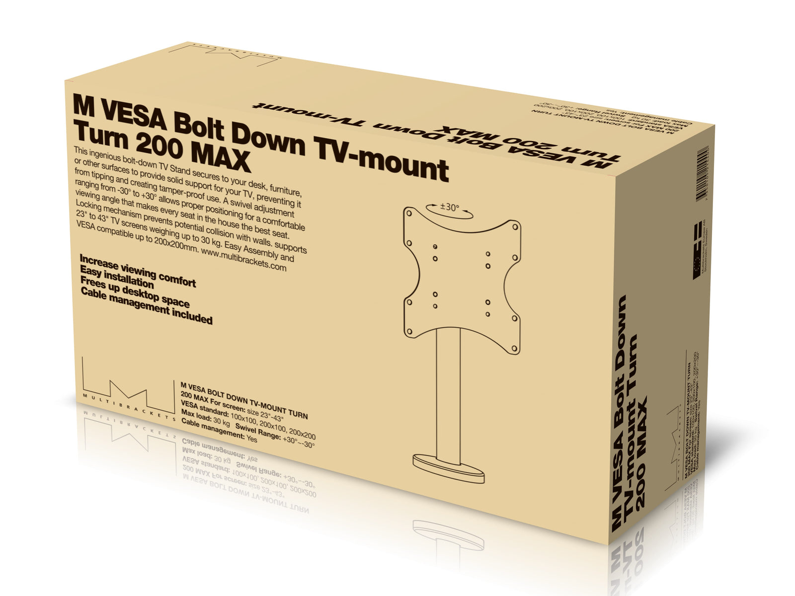 Multibrackets M VESA Bolt Down Tabletop TV Mount for 23"–43" Screens | 7350105214400 Mount Stand Multibrackets