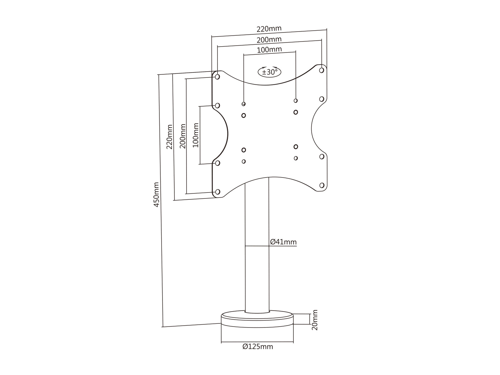 Multibrackets M VESA Bolt Down Tabletop TV Mount for 23"–43" Screens | 7350105214400 Mount Stand Multibrackets
