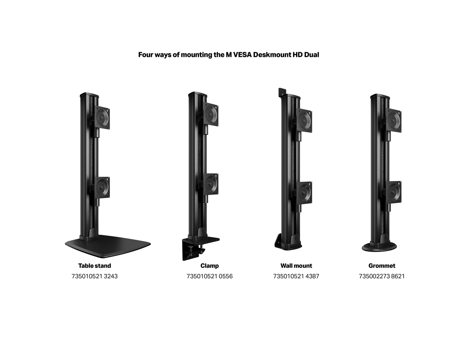 Multibrackets M VESA Deskmount HD Dual Vertical Monitor Arm for 32"–57" Ultrawide Monitors | 7350105210556