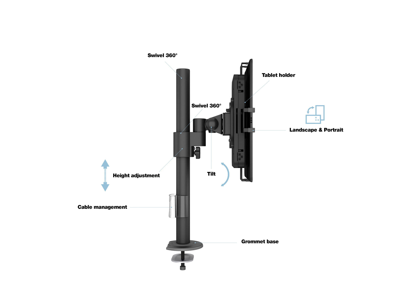 Multibrackets M VESA Deskmount Lockable Tablet & iPad Stand for 7"-14.6" Tablets | 7350105212796 Tablet Mount Multibrackets