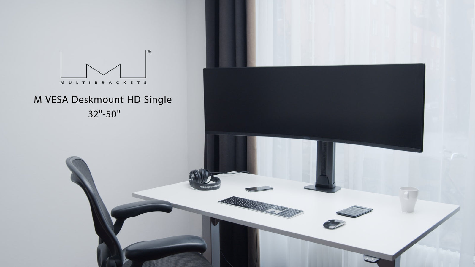 Multibrackets M VESA Deskmount Single Vertical Monitor Arm for 32"–57" Ultrawide Monitors | 7350105210723