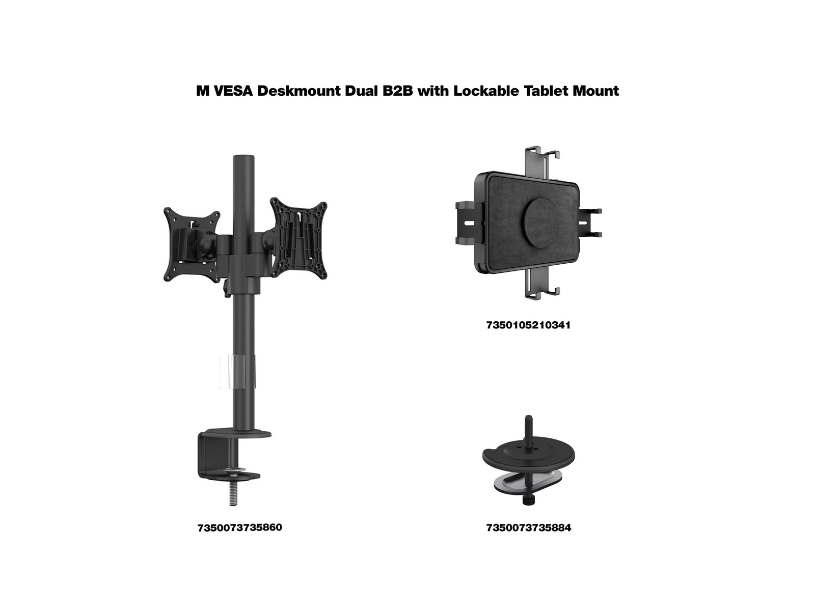 Multibrackets M VESA Dual B2B Lockable Tablet & Monitor Mount for 7"-14.6" | 7350105212819 Tablet Mount Multibrackets
