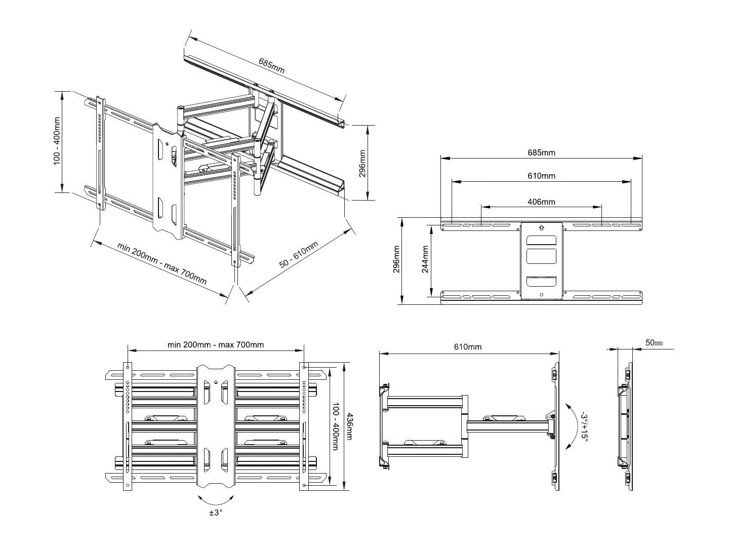 Multibrackets M VESA Dual Flexarm Outdoor Full Motion Wall Mount for 55"–80" Screens | 7350073736713