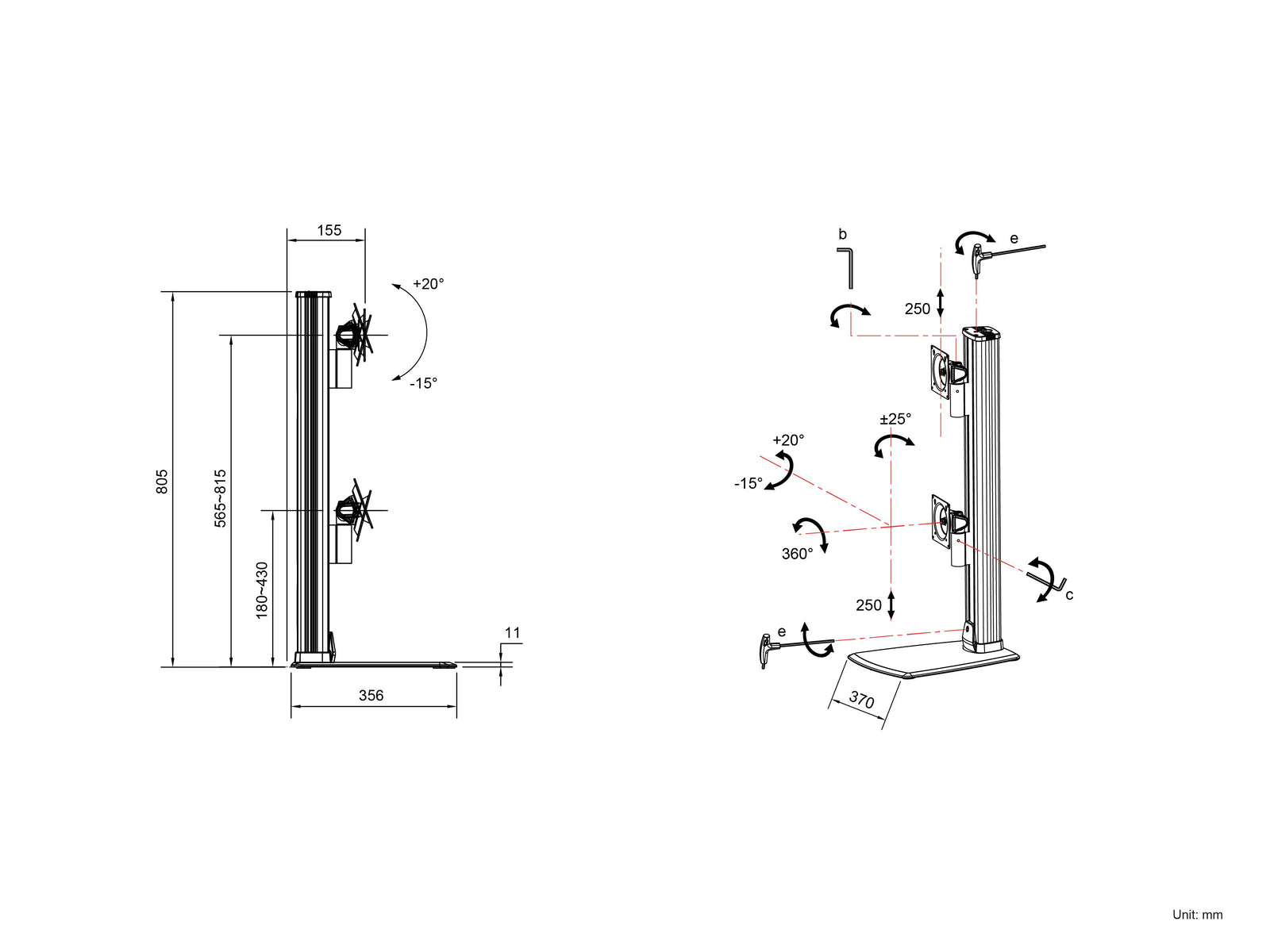 Multibrackets M VESA Dual Vertical Monitor Stand for 32"–57" Widescreen Monitors | 7350105213243