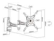 Multibrackets M VESA Flexarm 360 III Extended Full Motion Wall Mount for 15"–32" Screens | 7350022736092 Wall Mount Bracket Multibrackets