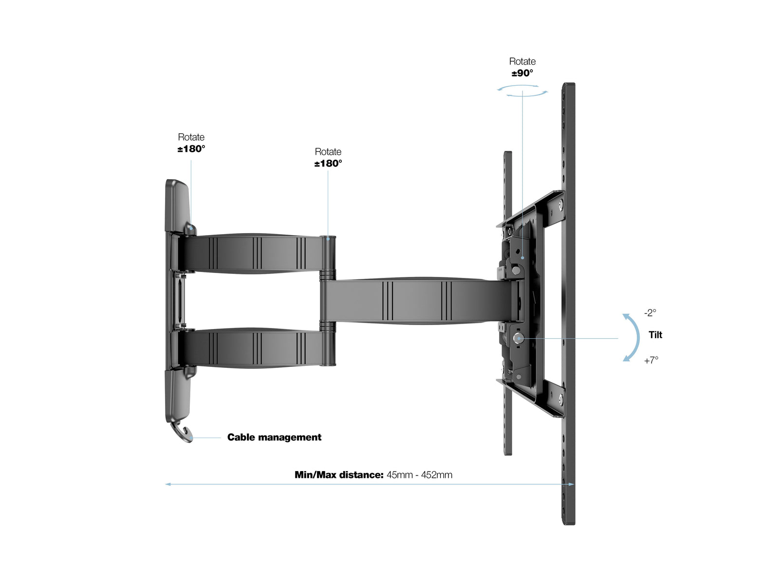 Multibrackets M VESA Flexarm Tilt & Turn III Wall Mount for 32"–50" Screens | 7350022734234