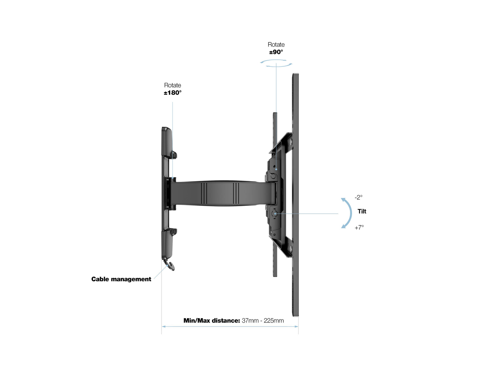 Multibrackets M VESA Flexarm Tilt & Turn II Wall Mount for 32"–50" Screens | 7350022734210