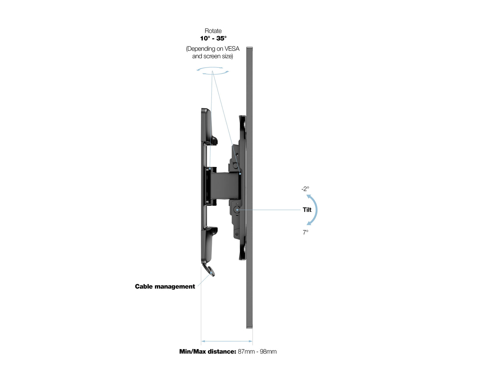 Multibrackets M VESA Flexarm Tilt & Turn I Wall Mount for 32"–50" Screens | 7350073732241