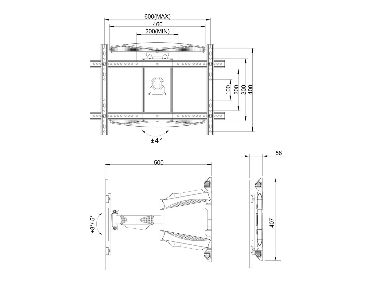 Multibrackets M VESA Flexarm XL Dual Full Motion Wall Mount for 40"–86" Screens | 7350073736317