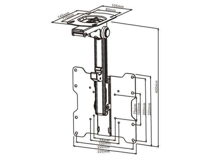 Multibrackets M VESA Flip Down Mount for 15"-37" Screens | 7350022739826 Ceiling Mount Bracket Multibrackets