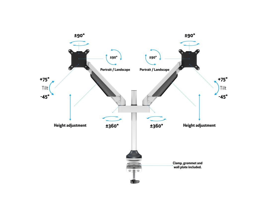 Multibrackets M VESA Gas Lift Arm Dual Monitor Mount for 15"–32" Monitors | 7350022737181