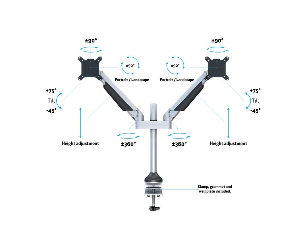 Multibrackets M VESA Gas Lift Arm Dual Monitor Mount for 15"–32" Monitors | 7350022737198