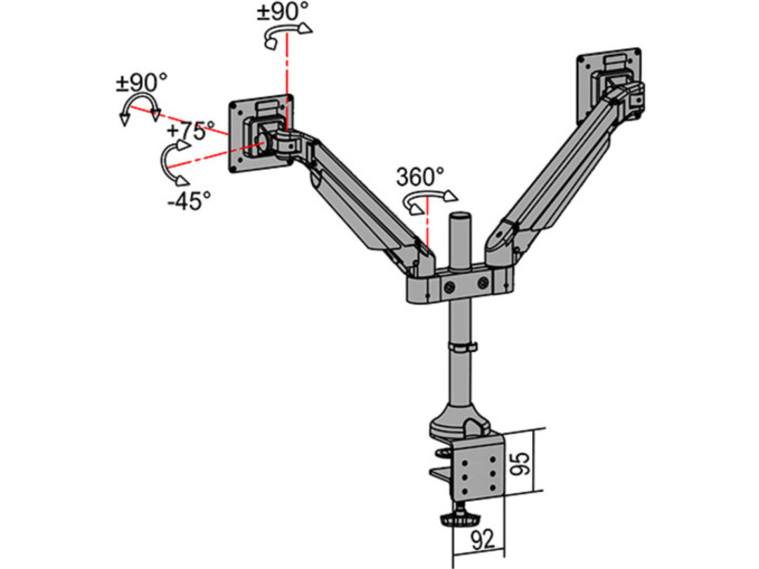 Multibrackets M VESA Gas Lift Arm Dual Monitor Mount for 15"–32" Monitors | 7350022737198