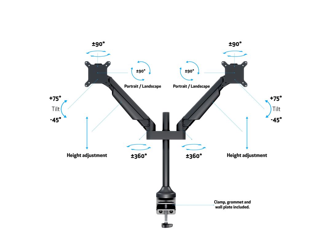 Multibrackets M VESA Gas Lift Arm Dual Monitor Mount for 15"–32" Monitors | 7350022737204