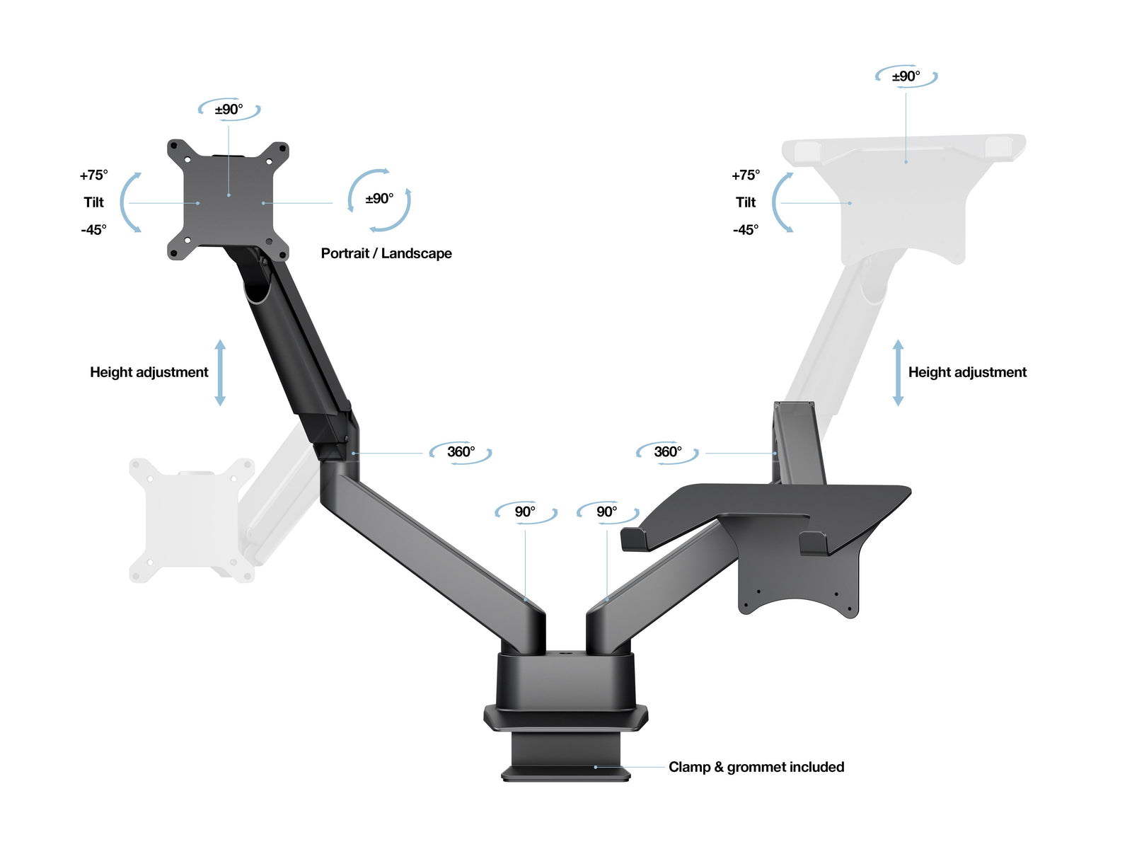 Multibrackets M VESA Gas Lift Arm Dual Monitor & Laptop Mount for 15"–32" Screens | 7350105211881