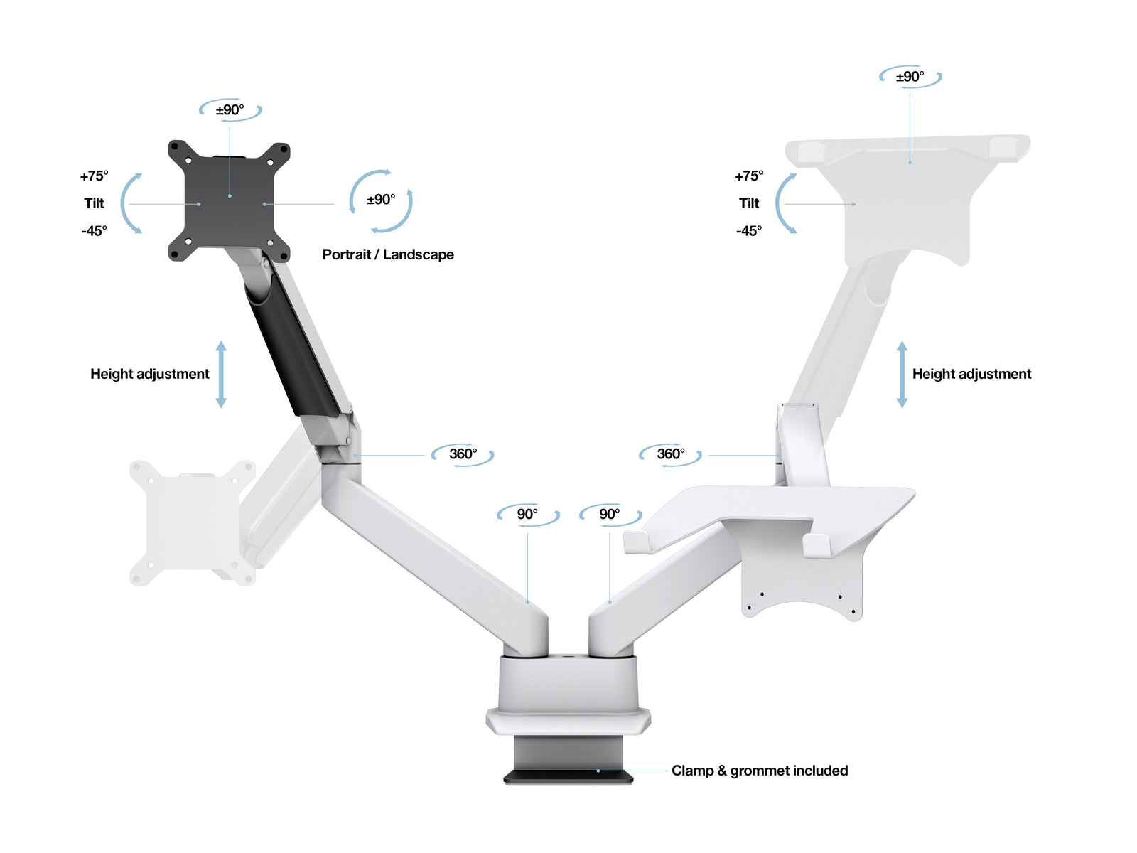 Multibrackets M VESA Gas Lift Arm Dual Monitor & Laptop Mount for 15"–32" Screens | 7350105211898