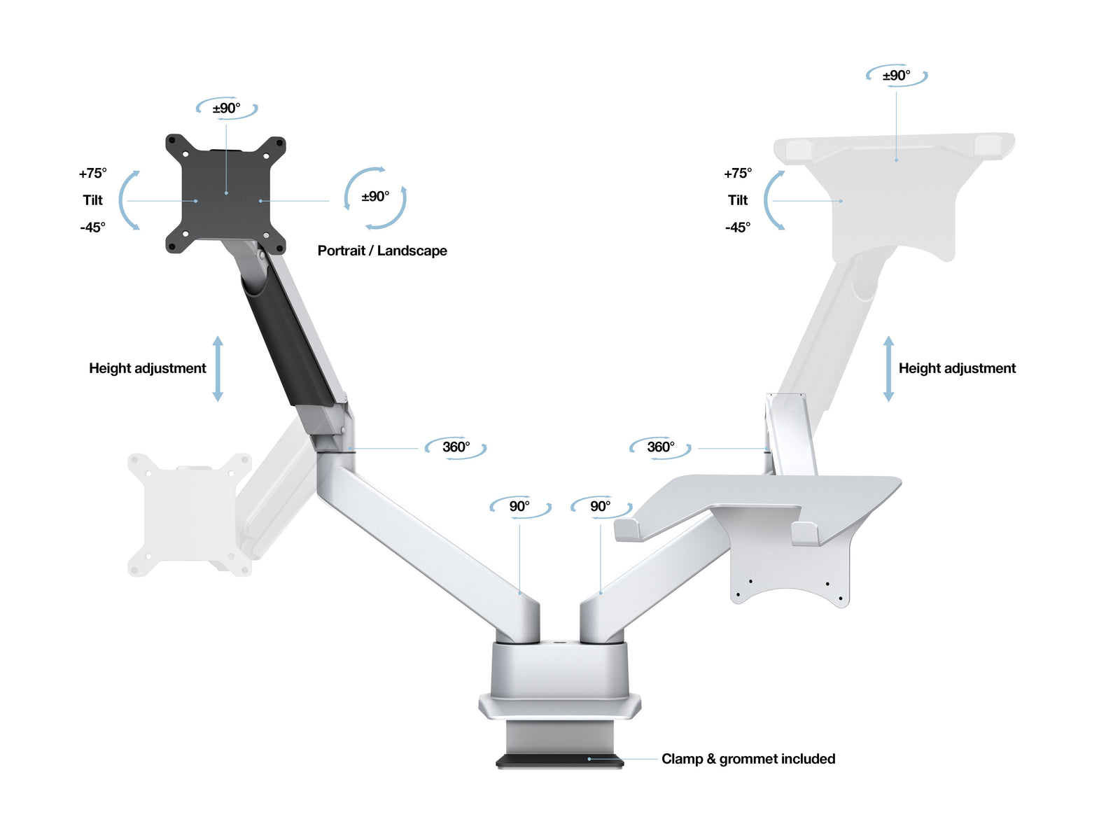 Multibrackets M VESA Gas Lift Arm Dual Monitor & Laptop Mount for 15"–32" Screens | 7350105211904