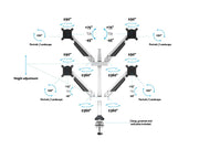 Multibrackets M VESA Gas Lift Arm Quad Monitor Mount for 15"–32" Monitors | 7350022737211