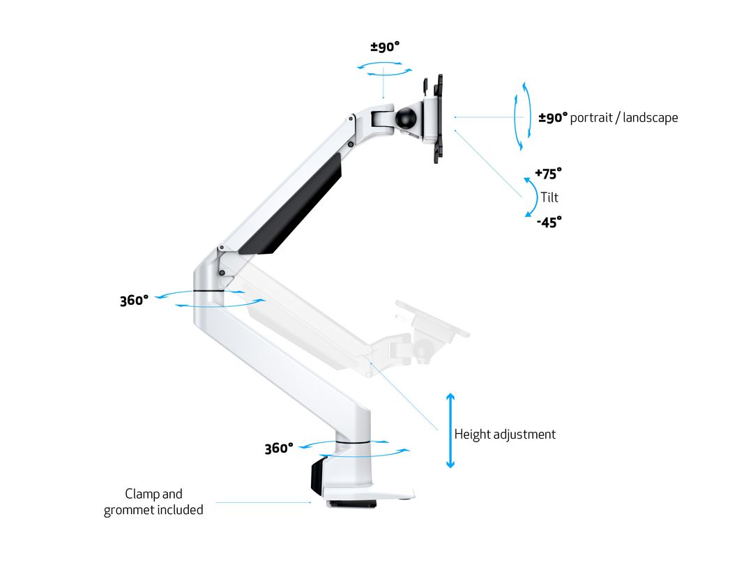 Multibrackets M VESA Gas Lift Arm Single Monitor Mount for 15"–34" Monitors | 7350022737150