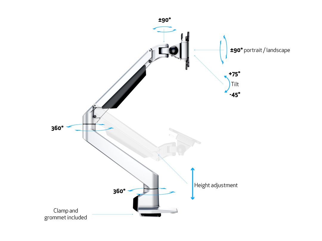 Multibrackets M VESA Gas Lift Arm Single Monitor Mount for 15"–34" Monitors | 7350022737167