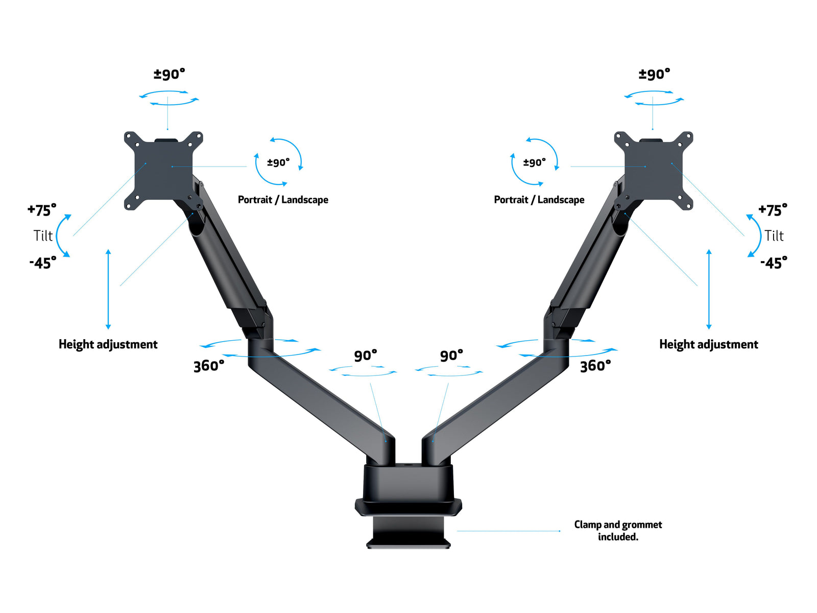 Multibrackets M VESA Gas Lift Dual Monitor Arm for 15"–34" Monitors | 7350073733965