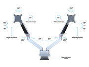 Multibrackets M VESA Gas Lift Dual Monitor Arm Side by Side for 15"–34" Monitors | 7350073733972
