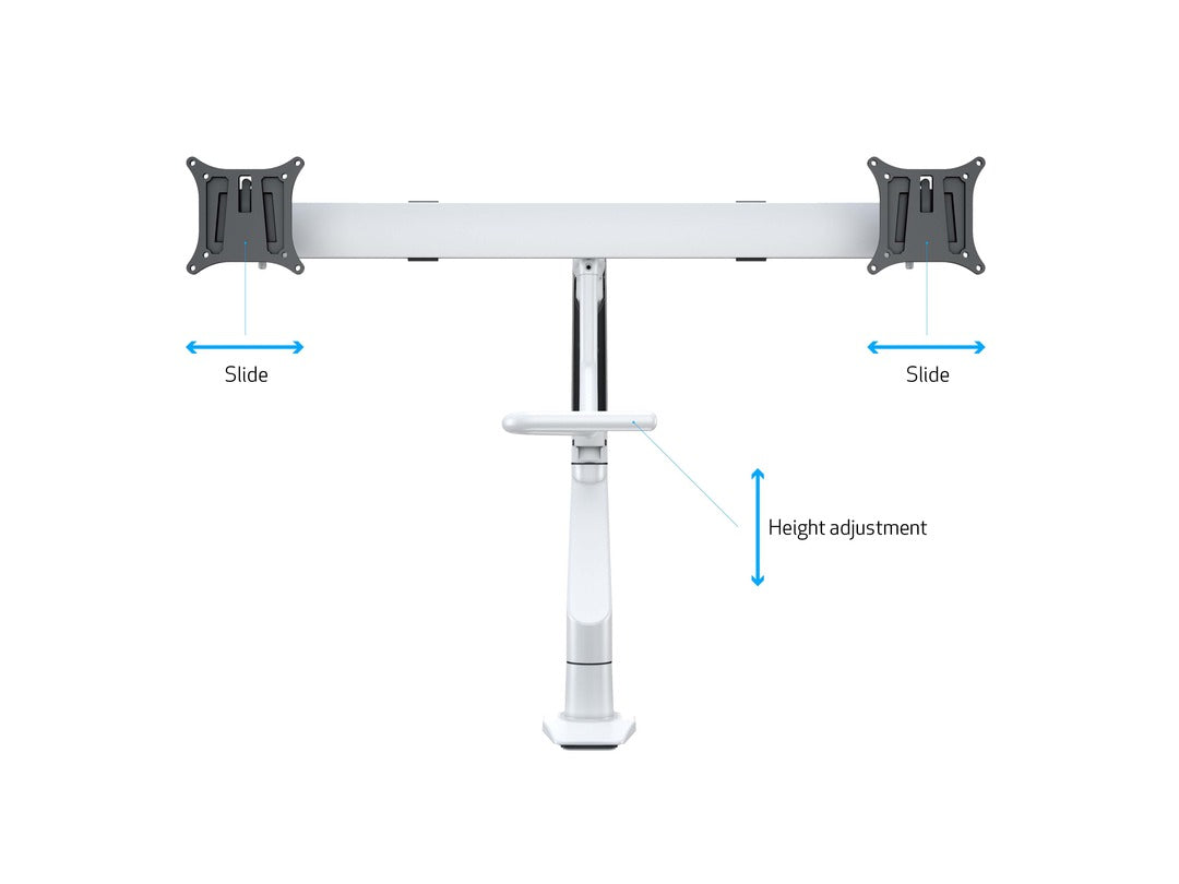 Multibrackets M VESA Gas Lift Dual Monitor Arm with Duo Crossbar for 15"–28" Monitors | 7350073736379