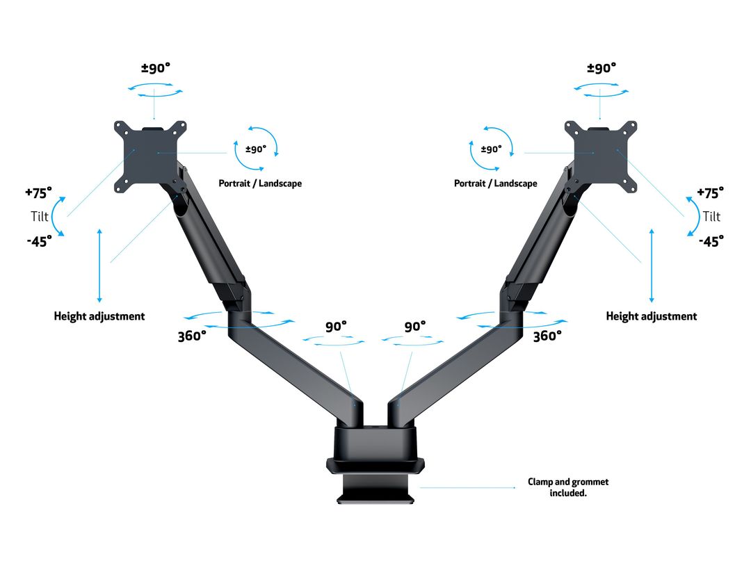 Multibrackets M VESA Gas Lift HD Dual Monitor Arm for 15"–34" Monitors | 7350073734207