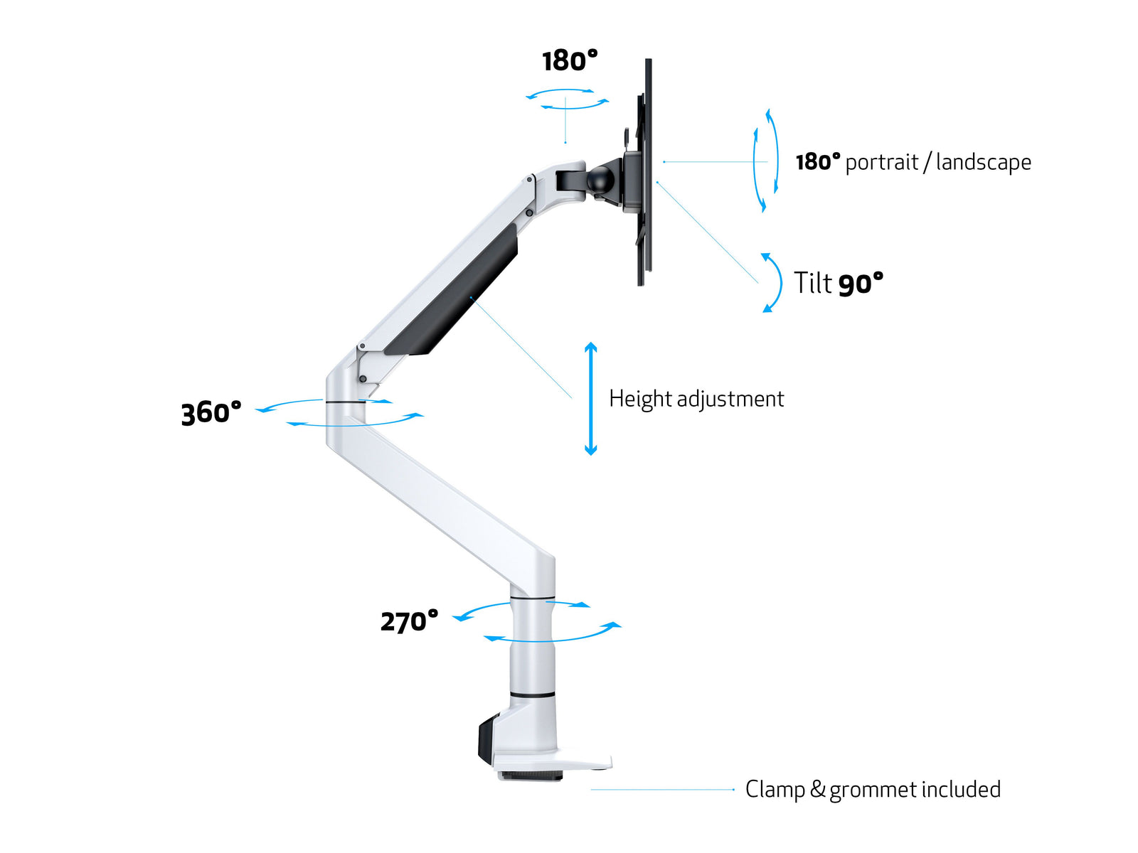 Multibrackets M VESA Gas Lift XL HD Single Monitor Arm for 15"–49" Monitors | 7350073737147