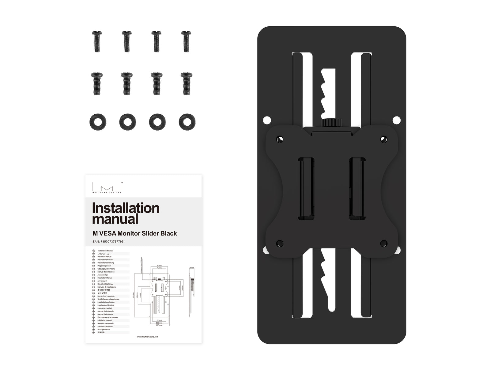 Multibrackets M VESA Monitor Slider 15cm Height Adjustment for 13"-34" Screens | 7350073737796 Mount Accessories Multibrackets