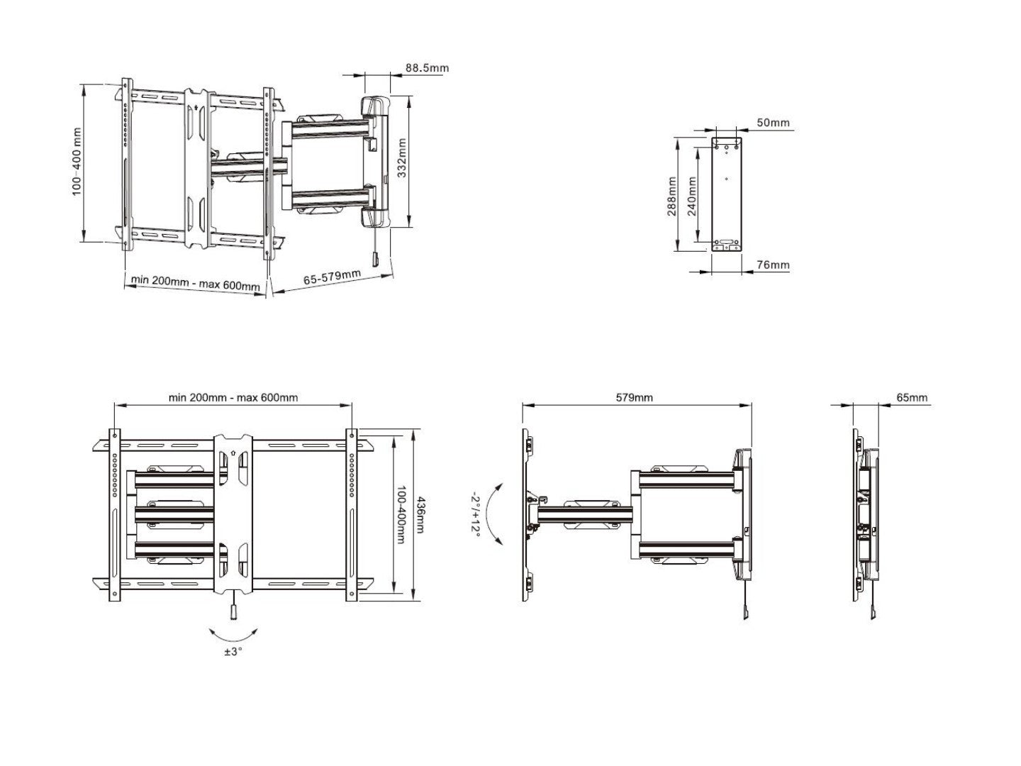 Multibrackets M VESA Single Flexarm Outdoor Full Motion Wall Mount for 40"–70" Screens | 7350073736706