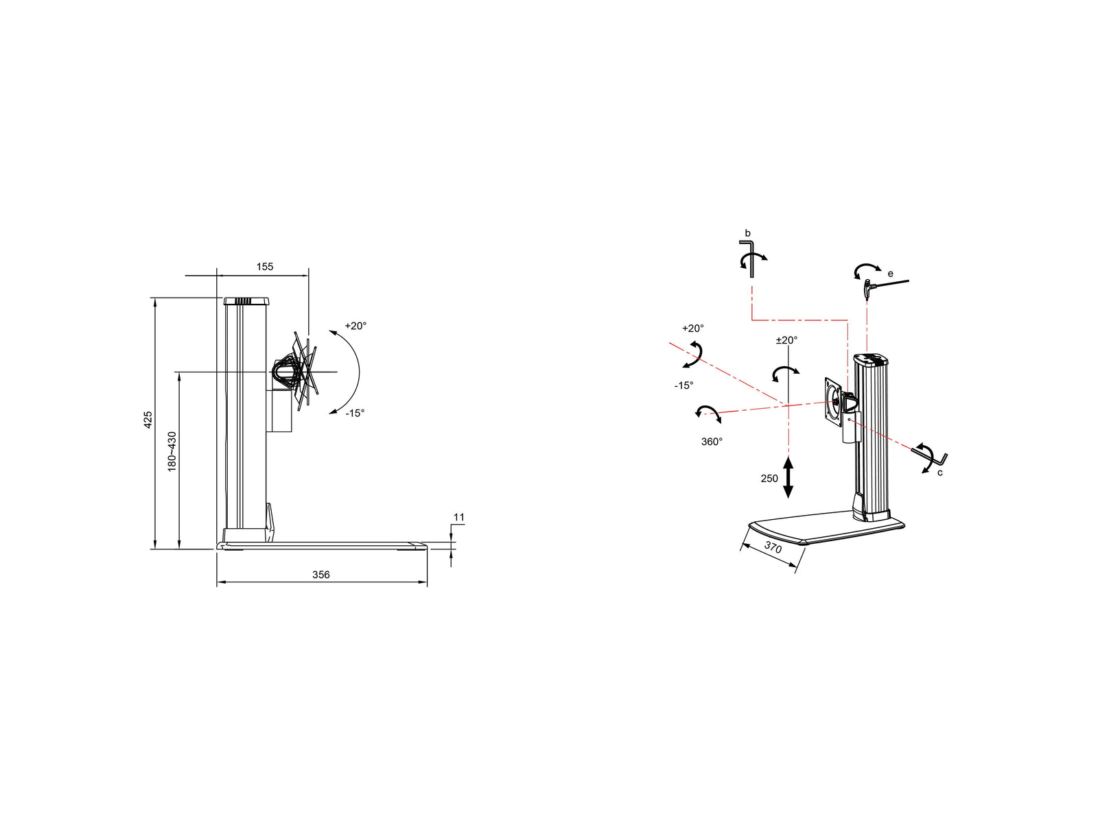 Multibrackets M VESA Single Monitor Stand for 32"–57" Widescreen Monitors | 7350105213229