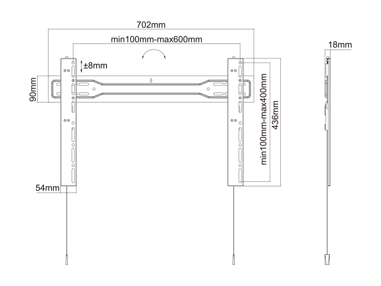 Multibrackets M VESA Super Slim Fixed 600 MAX Wall Mount for 32"–75" TVs | 7350073735563 Wall Mount Bracket Multibrackets