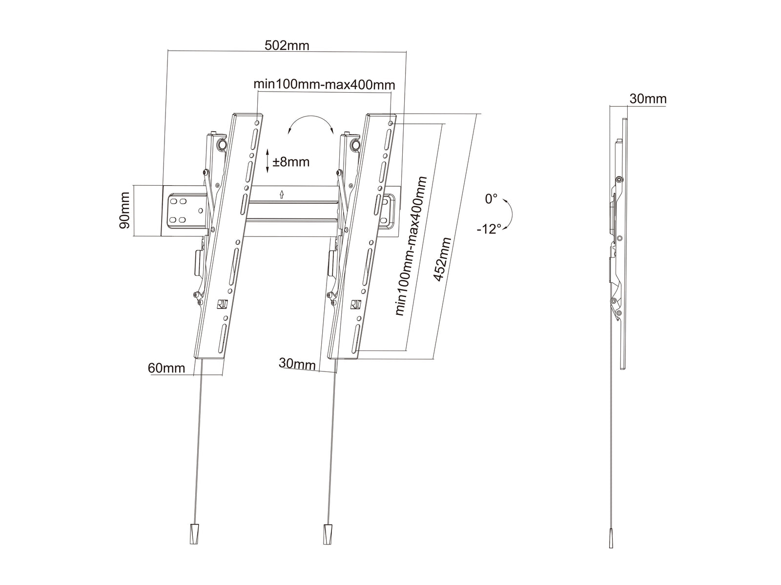 Multibrackets M VESA Super Slim Tilt 400 MAX Wall Mount for 32"–55" Screens | 7350073735532