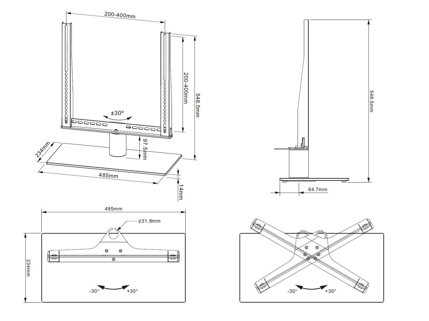 Multibrackets M VESA Tabletop TV Stand Turn Medium for 32"–43" Screens | 7350073731114 Mount Stand Multibrackets